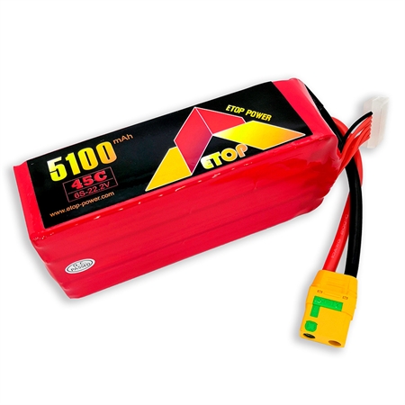 ETOP POWER 5100mAh 45C 6S 22.2V Lipo Battery 