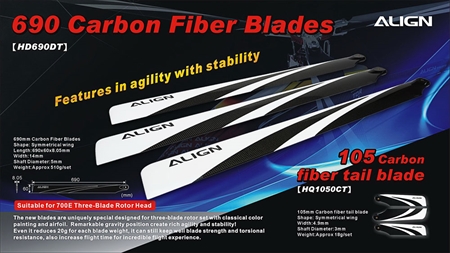 Carbon Fiber Main Blade (For Three-blade rotor head)   