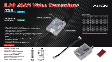 5.8G 40CH Video Transmitter(25mW / 40CH)    